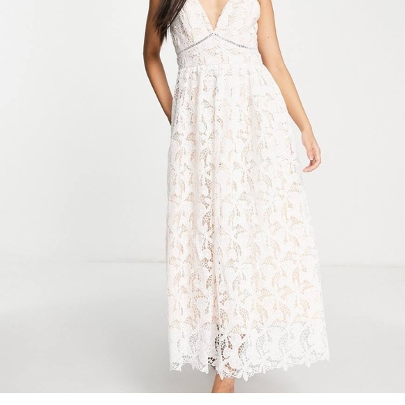 Asos maxi lace dress in light pink and white - Picture 1 of 6